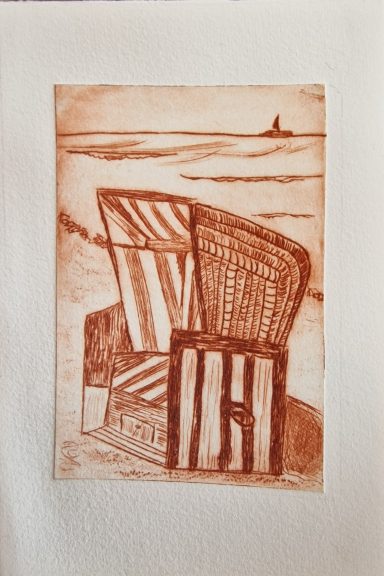 0291 Radierung "Strandkorb" sepia 0291 Radierung "Strandkorb" sepia