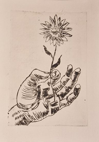 0290 Radierung "Ich schenk dir eine Blume" 0290 Radierung "Ich schenk dir eine Blume"