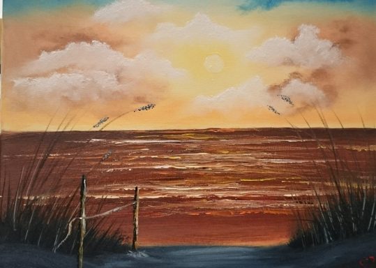 0188 Abendstimmung am Meer 40 x 50 cm
